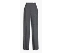 Pleated checked jacquard wide-leg pants - Gray
