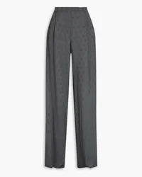 Emporio Armani Pleated checked jacquard wide-leg pants - Gray Gray