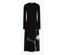 Intarsia-knit midi dress - Black