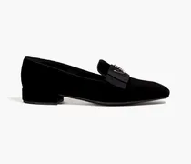 Abbie embellished velvet loafers - Black