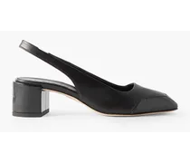 Ingrid patent and textured-leather slingback pumps - Black