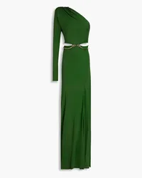 Victoria Beckham One-sleeve belted cutout jersey gown - Green Green