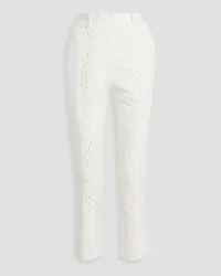 Aje. Impressionist lace-up linen-bend slim-leg pants - White White