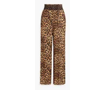 Alice Olivia - Russell leopard-print satin wide-leg pants - Animal print
