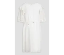 Ruffled ramie mini dress - White