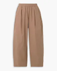 APIECE APART Spa pleated cotton-twill wide-leg pants - Brown Brown