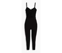 Cropped cutout twisted knitted jumpsuit - Black