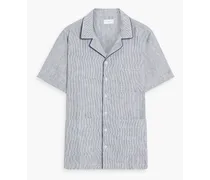 Striped linen-blend shirt - Blue