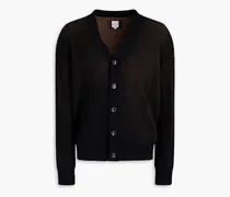 Ribbed wool and cotton-blend cardigan - Black