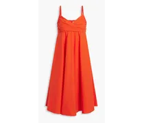 Phoebe wrap-effect cotton-blend poplin dress - Red
