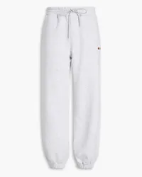 MSGM Embroidered cotton-blend fleece track pants - Gray Gray