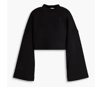 Cropped cotton-blend jersey sweatshirt - Black