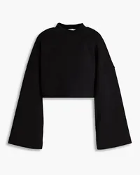 Frame Denim Cropped cotton-blend jersey sweatshirt - Black Black