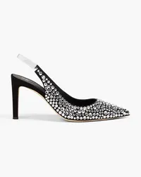 Giuseppe Zanotti Crystal-embellished suede and PVC slingback pumps - Black Black