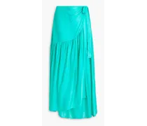 Gathered woven wrap skirt - Blue