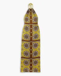 Nili Lotan Rigel printed silk crepe de chine halterneck maxi dress - Yellow Yellow