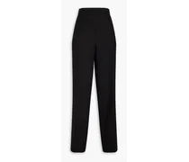 Wool-blend crepe wide-leg pants - Black
