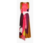 Toa printed silk-satin midi dress - Multicolor