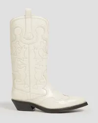 Ganni Leather cowboy boots - White White