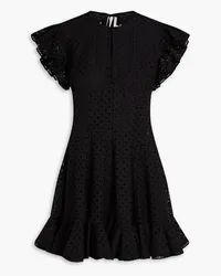 Philosophy Di Lorenzo Serafini Ruffled broderie anglaise cotton-blend mini dress - Black Black