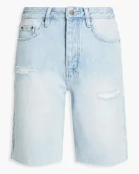 ksubi Embroidered distressed denim shorts - Blue Blue