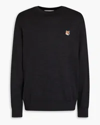 Kitsuné Appliquéd wool sweater - Gray Gray