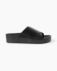 St. Agni Leather platform slides - Black Black