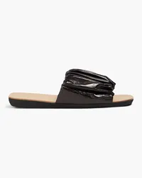 Jil Sander Gathered metallic leather slides - Black Black