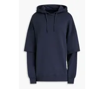 Oversized printed cotton-fleece hoodie - Blue