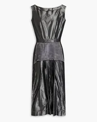 Maison Margiela Pleated silk-taffeta midi dress - Gray Gray