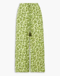 Etro Printed crepe wide-leg pants - Green Green