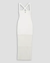 GALVAN Diana fringed knitted maxi dress - White White