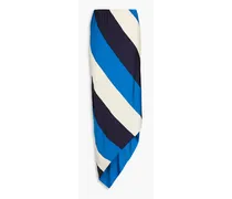 Asymmetric striped satin-jersey midi skirt - Blue