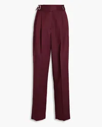 Sara Battaglia Pinstriped twill wide-leg pants - Burgundy Burgundy