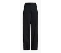 Belted sateen wide-leg pants - Black
