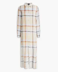 Theory Checked crinkled cotton-voile midi shirt dress - Neutral Neutral