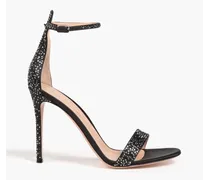 Crystal-embellished satin sandals - Black