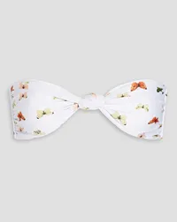 AGUA BENDITA Lucille knotted printed bandeau bikini top - White White