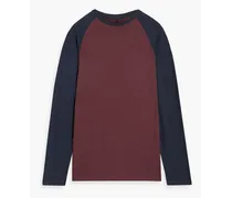 Two-tone slub cotton-jersey T-shirt - Burgundy