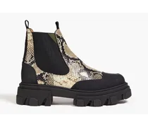 Croc-effect leather Chelsea boots - Animal print