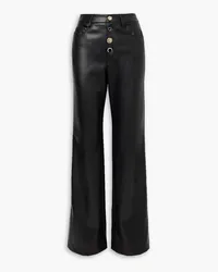 ROTATE Birger Christensen Rotie button-embellished faux leather straight-leg pants - Black Black