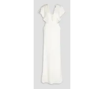 Bow-detailed satin bridal gown - White