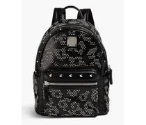 Studded crinkled-leather backpack - Black