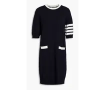 Striped intarsia cotton mini dress - Blue