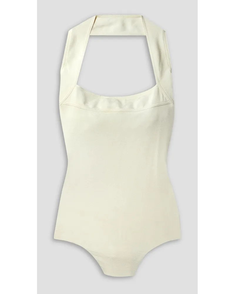 KHAITE Sola stretch-jersey halterneck bodysuit - White White