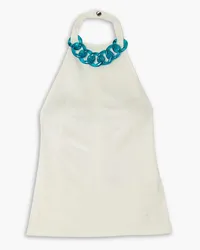 J.W.Anderson Chain-embellished gabardine halterneck top - White White