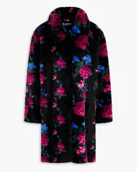 Vivetta Oversized floral-print faux fur coat - Black Black