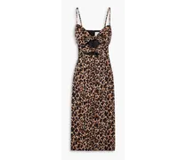 Mia knotted leopard-print cotton-blend midi dress - Animal print