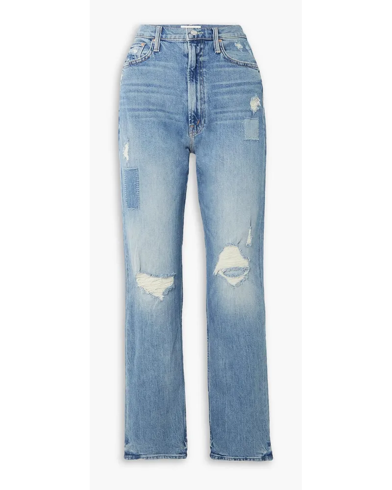 Mother Study Hover high-rise straight-leg jeans - Blue Blue