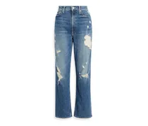 Study Hover distressed high-rise straight-leg jeans - Blue